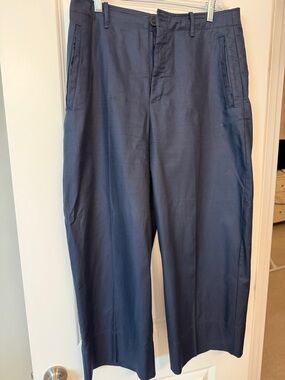 Banana Republic Women's Navy Cropped Wide-Leg Pants